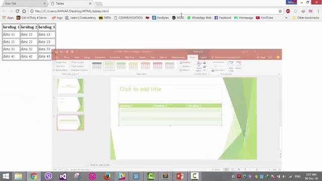 HTML Video Tutorial Part 5 - HTML Tables & Lists