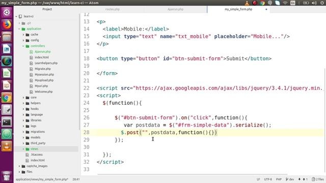 Learn CodeIgniter (v3.1.10) Framework Beginners Tutorial #44 - Implement Ajax Call in Application смотреть онлайн