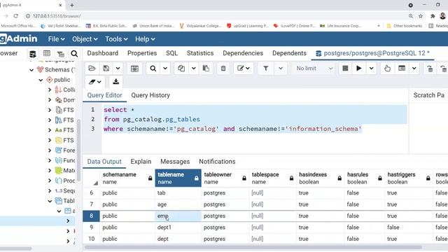 How to see tables in a database ? # placements #DBMS #Database #pgadmin