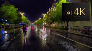 Ночная прогулка под дождём в Севастополе. Шум дождя и атмосфера ночного города. Дождь ASMR 4K