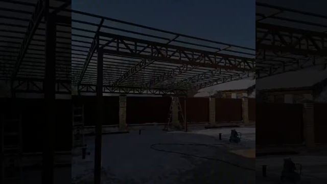 Навес односкатный размеры по кровле 7х7 м.