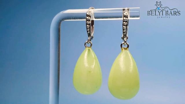 Серьги Зеленый оникс