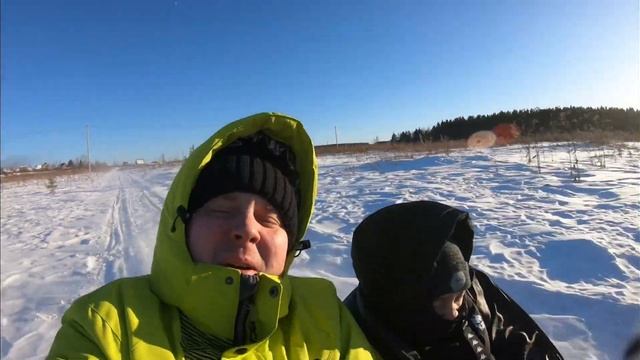 Покатушки на снегоходе Тайга Варяг 550 + съемка с воздуха смотреть онлайн