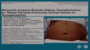 Chicago 2017   Robotic kidney Transplant The New Standard For High BMI Recipients
