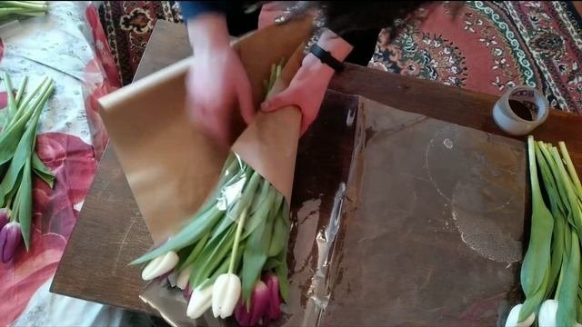 Упаковка букета из пятнадцати тюльпанов ❤ Топовые букетики к 8 Марта DIY/ Soap/ Букет тюльпанов