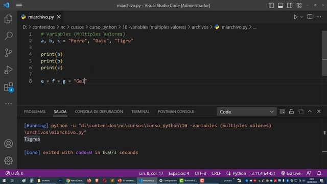 Curso de Python desde 0: Variables (Múltiples Valores) - 10