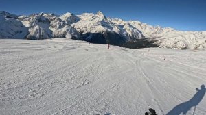 Домбай, Февраль 2024, трасса "Югославка" (синяя). Видео 4К