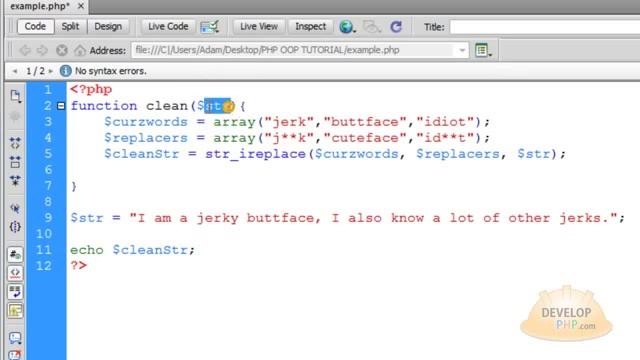 Object Oriented Programming Tutorial PHP Class File Creation Learn OOP