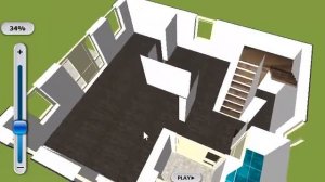 Маленький двухэтажный дом с односкатной крышей 100 кв м2 в 3D