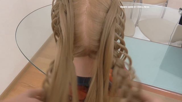 Коса Ажурная, в технике трёх, кос с лентой. Видео-урок смотреть онлайн