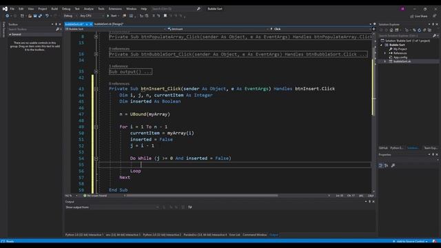 Coding the Insertion Sort VB.Net