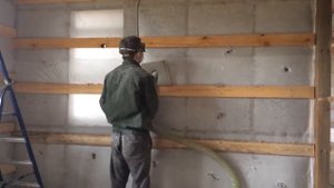 Эковата Оскол. Задуваем стены каркасного дома
