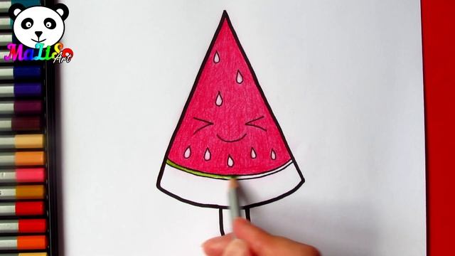 Как нарисовать МОРОЖЕНОЕ АРБУЗ, арбузное мороженое | How to draw a Watermelon Popsicle Ice Cream