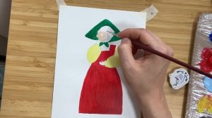 Простой рисунок для детей русский народный костюм • Easy painting Russian folk costume