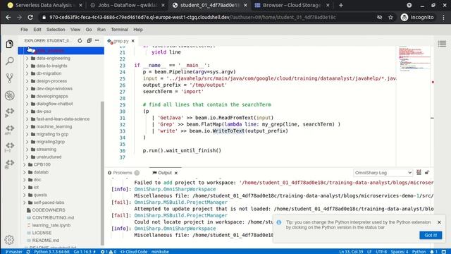 Qwiklabs # Serverless Data Analysis with Dataflow: A Simple Dataflow Pipeline (Python) смотреть онлайн