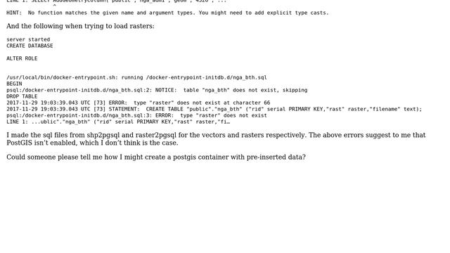 GIS: Docker PostGIS .sql files not loading into database at build смотреть онлайн