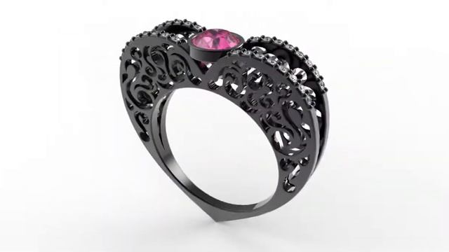 Black Gold Pink Sapphire Heart Shape Engagement Ring смотреть онлайн