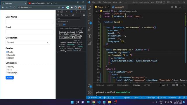 React Js Form Handling - React Js Tutorial