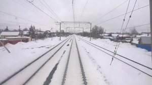 ПЕРЕГОН САМАРА - КИНЕЛЬ ЗИМОЙ ВИД ИЗ КАБИНЫ ЛОКОМОТИВА