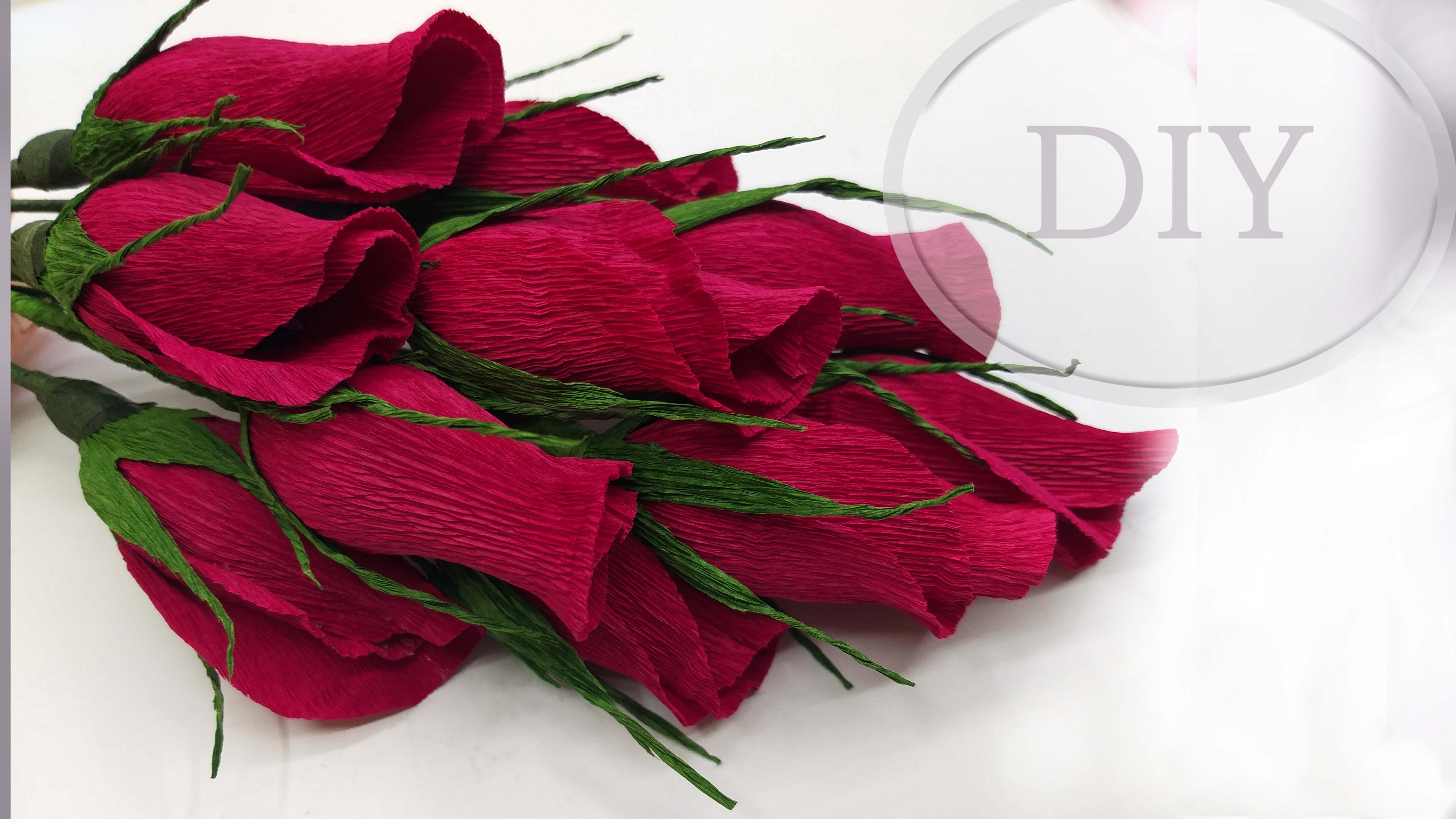 Розы из гофрированной бумаги ? DIY paper rose ? Cómo hacer rosas