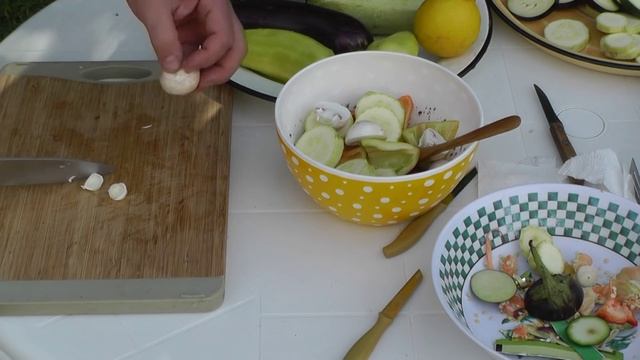 Летние овощи и шампиньоны на гриле..Просто, очень вкусно, недорого!