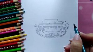 Как нарисовать танк из мультика про Танки поэтапно и легко