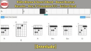 Ridho Rhoma & Sonet 2 Band - Dawai Asmara [Karaoke - Key F (Transpose F#) - Guitar Chord]