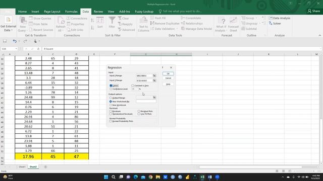 Multiple Regression Using Excel(regression)(multiple regression)(excel)(interpretation)