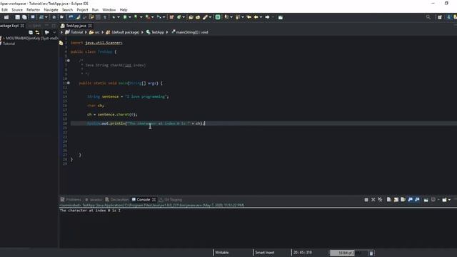 charAt(int index) String Method- Java Tutorial for Absolute Beginners