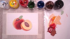 Как нарисовать персик гуашью