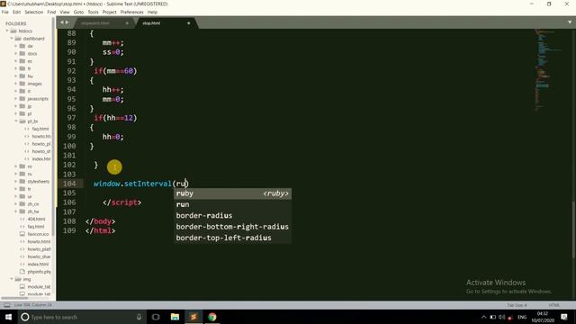 Stopwatch in JS | JavaScript Tutorials | Stopwatch in HTML