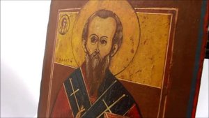 Старинная народная икона Святой Власий (Cвященомученик Власий Севастийский). Россия, XIX век.