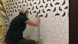 3 д рисунок на стене своими руками,ремонт в коридоре.