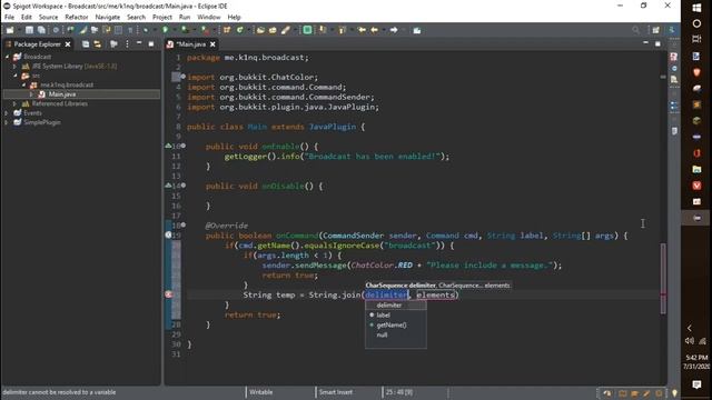 Minecraft Broadcast Plugin - BukkitAPI Java Speedcode