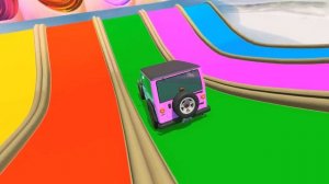 Гигантские и маленькие автомобили против портальной ловушки с цветным слайдом #BeamNG.Drive