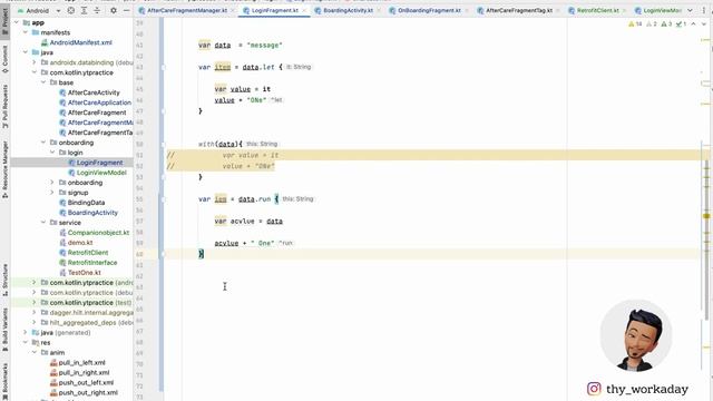 Scope Functions in Kotlin Android Studio :  let, run, with, also, apply {} Functions