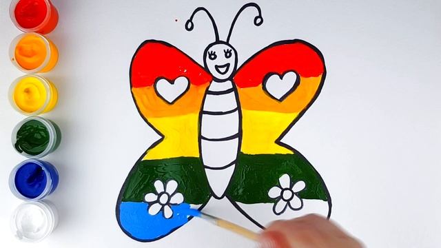 УЧИМ ЦВЕТА Рисуем Бабочку Мультик Раскраска смотреть онлайн