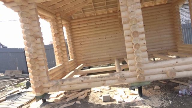 Сруб беседки с 5.0х6.0м. крыша Шинглас "Ландыши". Цена в СПб 157.087 руб. смотреть онлайн