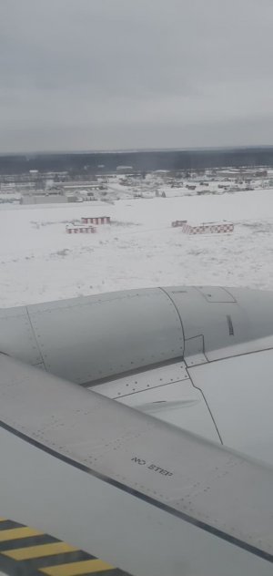 Зимняя посадка самолета Boeing 737-800 в аэропорт "Домодедово"