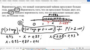 Вероятность того, что новый электрический чайник прослужит больше года, равна 0,93.