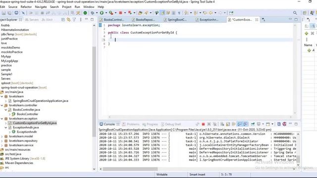 SpringBoot with ExceptionHandling#SpringBootExceptionHandling #lovetolearn #ExceptionHandling