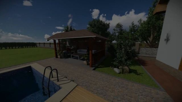 Проект дома с бассейном и беседкой смотреть онлайн