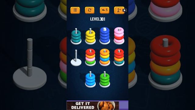 Hoop Sort Puzzle - Color Ring Stack Sorting Game Level 301 Solution