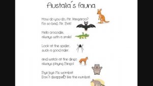 Australia´s fauna poem.