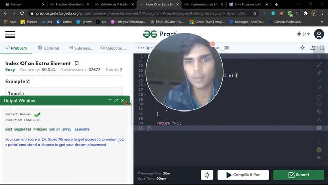 Index of extra element problem GFG || GFG Questions practice || Easy|| Aman India смотреть онлайн