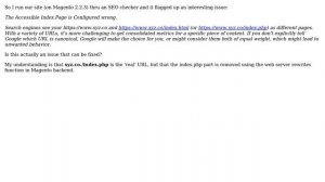 Magento: Magento 2 in SEO Checker - "The Accessible Index Page is Configured wrong"