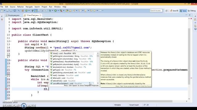 27.Updatable ResultSet in JDBC(Update a record) смотреть онлайн