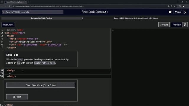 Learn HTML Forms by Building a Registration Form - Step 6