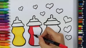 Как нарисовать детскую бутылку ? | Раскраска бутылочки | Раскраски | Как рисовать и цвет