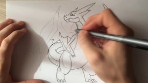 How to draw Mega Charizard Y from Pokémon X Y drawing lesson